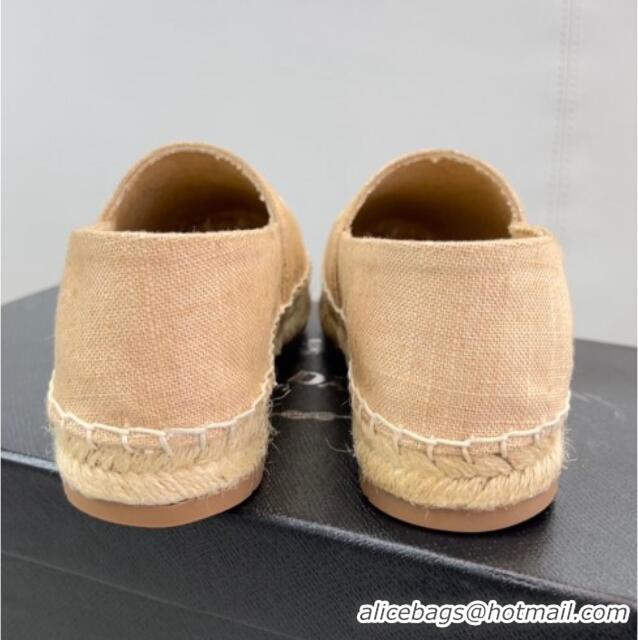 Sumptuous Prada Logo Linen Espadrilles Beige 071160