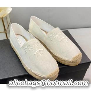 Low Price Prada Logo Linen Espadrilles White 071161