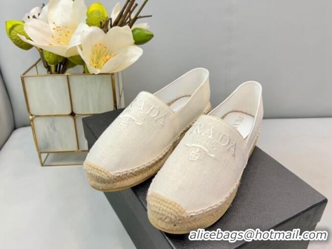 Low Price Prada Logo Linen Espadrilles White 071161