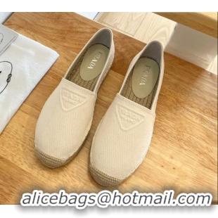 Sumptuous Prada Logo Canvas Espadrilles White 2072204