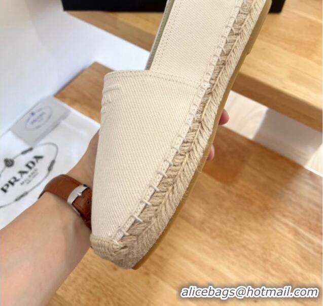 Sumptuous Prada Logo Canvas Espadrilles White 2072204