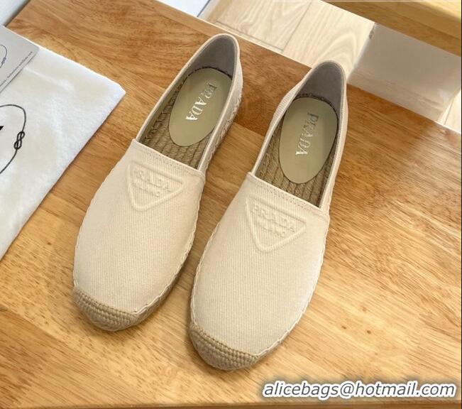 Sumptuous Prada Logo Canvas Espadrilles White 2072204