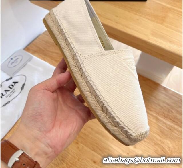 Sumptuous Prada Logo Canvas Espadrilles White 2072204