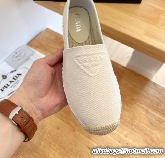 Sumptuous Prada Logo Canvas Espadrilles White 2072204