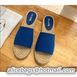 Purchase Prada Logo Canvas Espadrille Slide Sandals 072208 Blue