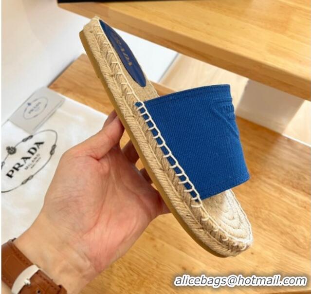 Purchase Prada Logo Canvas Espadrille Slide Sandals 072208 Blue