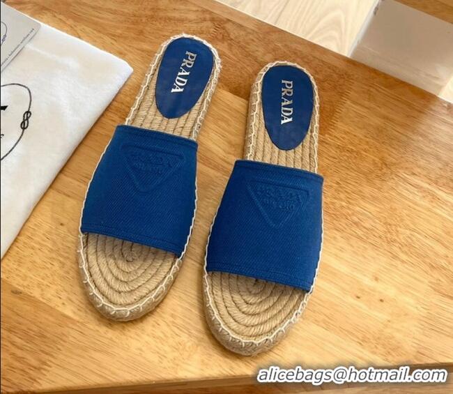 Purchase Prada Logo Canvas Espadrille Slide Sandals 072208 Blue