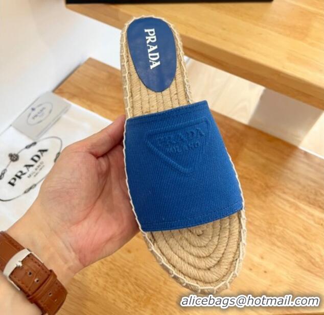 Purchase Prada Logo Canvas Espadrille Slide Sandals 072208 Blue