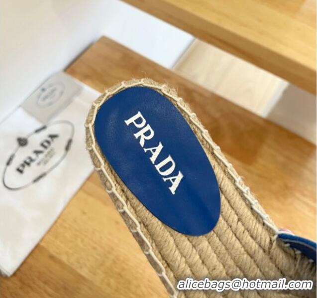 Purchase Prada Logo Canvas Espadrille Slide Sandals 072208 Blue