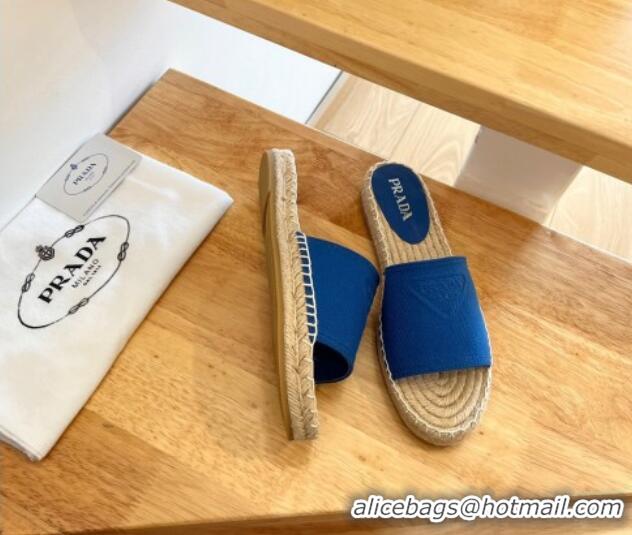 Purchase Prada Logo Canvas Espadrille Slide Sandals 072208 Blue