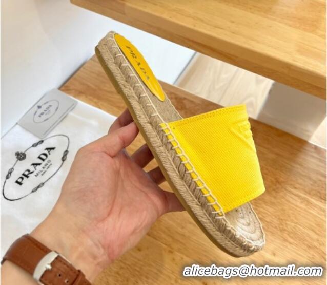 Luxury Prada Logo Canvas Espadrille Slide Sandals 072208 Yellow 