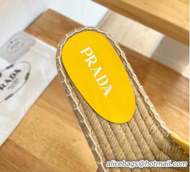 Luxury Prada Logo Canvas Espadrille Slide Sandals 072208 Yellow 