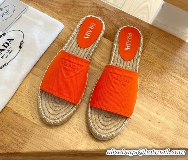 Low Price Prada Logo Canvas Espadrille Slide Sandals 072208 Red