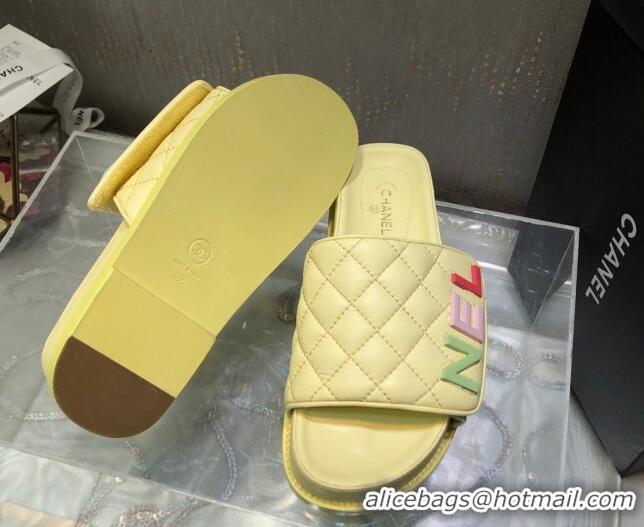 Good Quality Chanel Leather Foldover Slide Sandals 4.5cm Yellow 051944