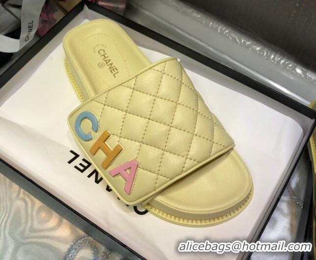 Good Quality Chanel Leather Foldover Slide Sandals 4.5cm Yellow 051944