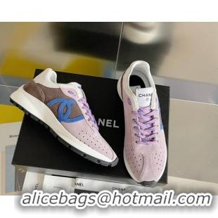 Shop Duplicate Chanel Suede Sneakers G39074 Light Purple/Dark Gray 2052025