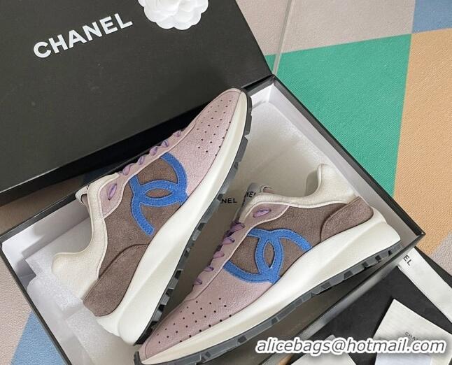 Shop Duplicate Chanel Suede Sneakers G39074 Light Purple/Dark Gray 2052025