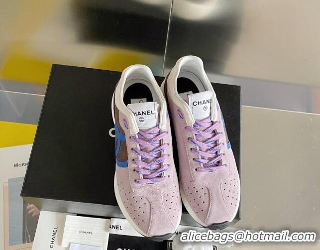 Shop Duplicate Chanel Suede Sneakers G39074 Light Purple/Dark Gray 2052025