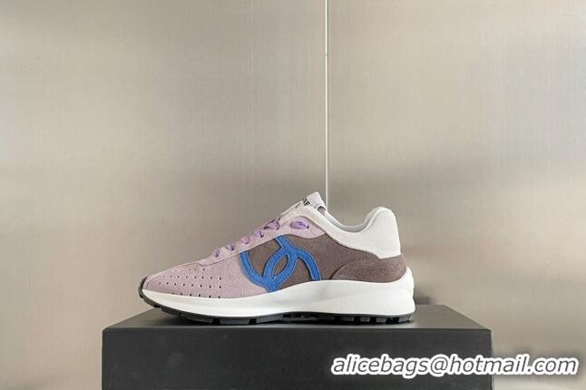 Shop Duplicate Chanel Suede Sneakers G39074 Light Purple/Dark Gray 2052025