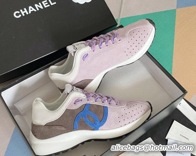 Shop Duplicate Chanel Suede Sneakers G39074 Light Purple/Dark Gray 2052025