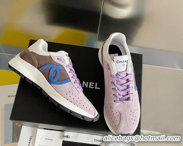 Shop Duplicate Chanel Suede Sneakers G39074 Light Purple/Dark Gray 2052025