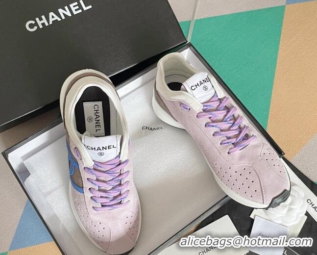 Shop Duplicate Chanel Suede Sneakers G39074 Light Purple/Dark Gray 2052025