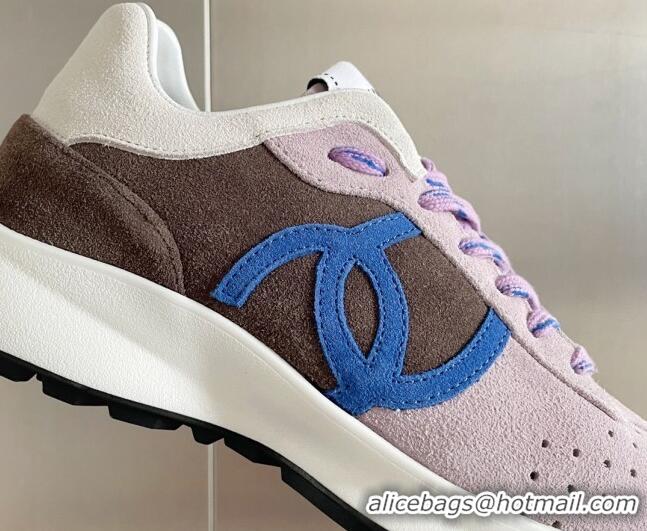 Shop Duplicate Chanel Suede Sneakers G39074 Light Purple/Dark Gray 2052025