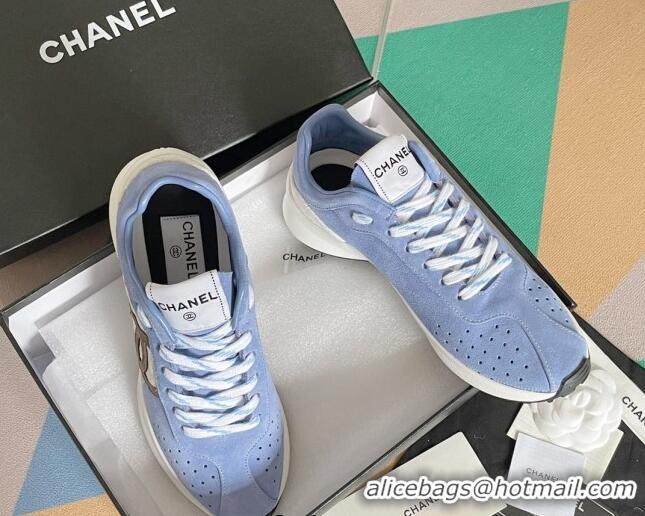 Sumptuous Chanel Suede Sneakers G39074 Blue/White