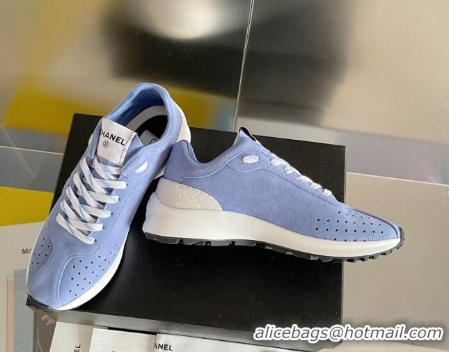 Sumptuous Chanel Suede Sneakers G39074 Blue/White