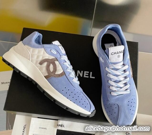 Sumptuous Chanel Suede Sneakers G39074 Blue/White