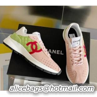 Lower Price Chanel Suede Sneakers G39074 Pink/Green