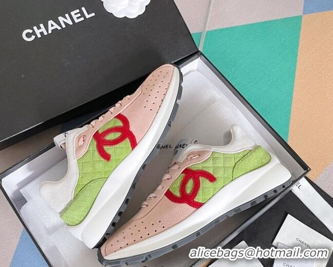 Lower Price Chanel Suede Sneakers G39074 Pink/Green