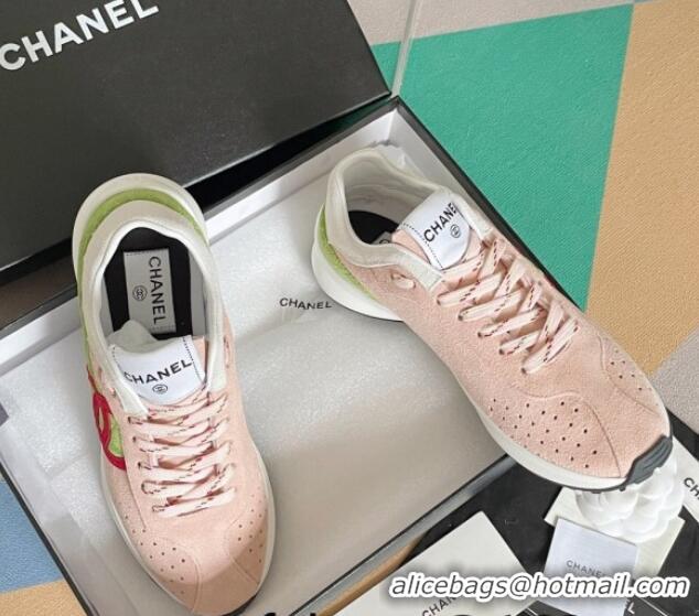 Lower Price Chanel Suede Sneakers G39074 Pink/Green