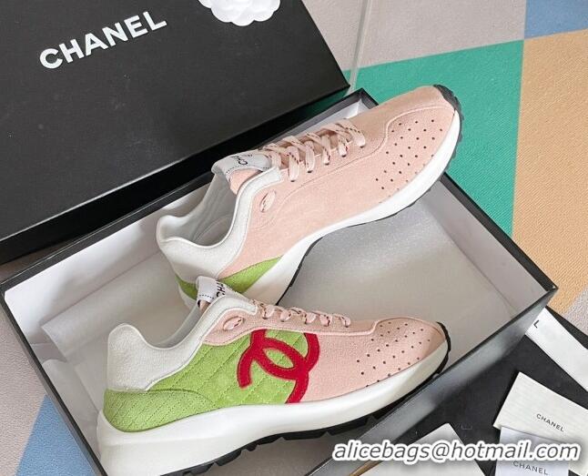 Lower Price Chanel Suede Sneakers G39074 Pink/Green