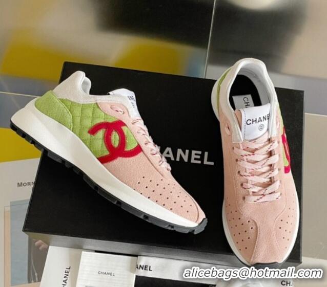 Lower Price Chanel Suede Sneakers G39074 Pink/Green