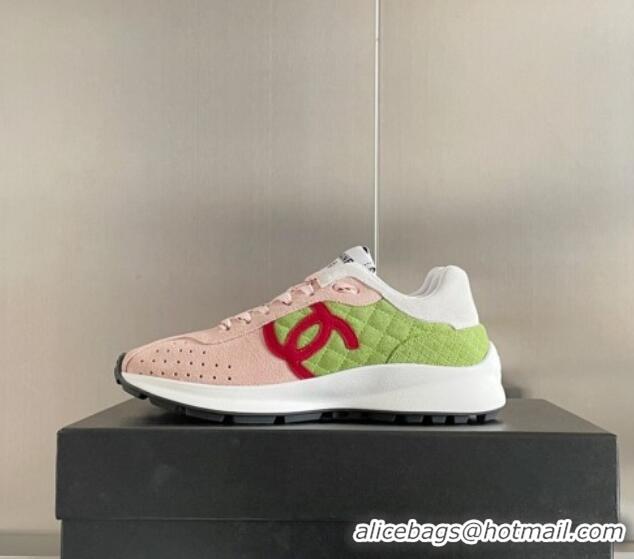 Lower Price Chanel Suede Sneakers G39074 Pink/Green