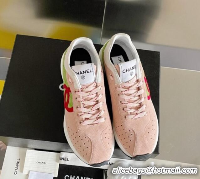 Lower Price Chanel Suede Sneakers G39074 Pink/Green