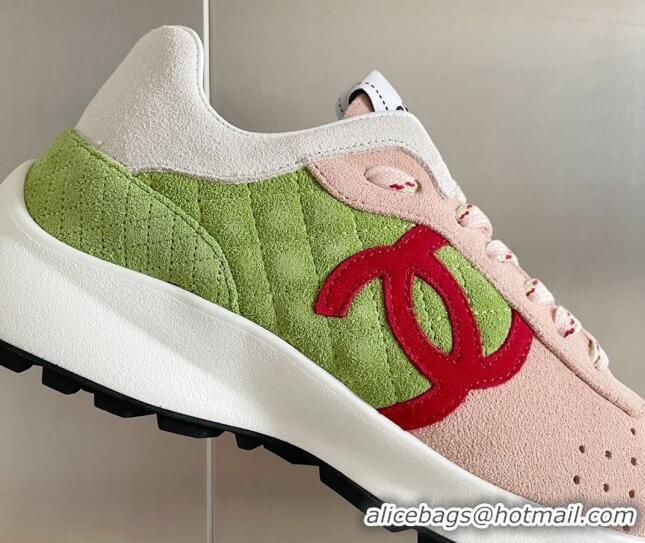 Lower Price Chanel Suede Sneakers G39074 Pink/Green