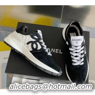 Charming Chanel Suede Sneakers G39074 Black/White