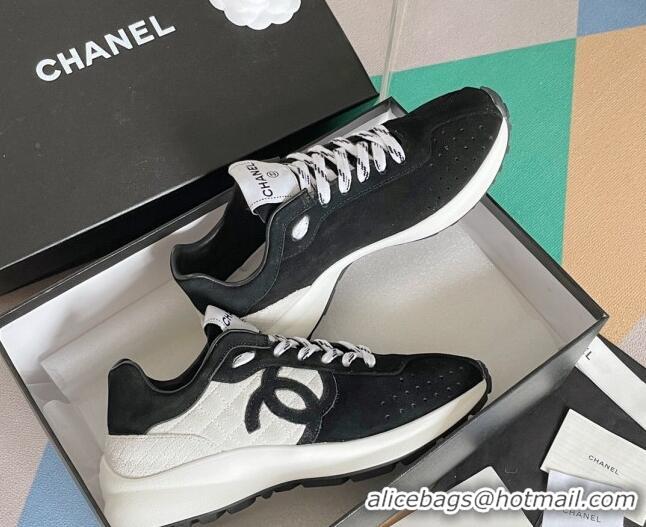 Charming Chanel Suede Sneakers G39074 Black/White