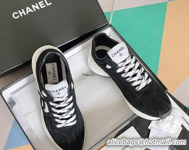 Charming Chanel Suede Sneakers G39074 Black/White