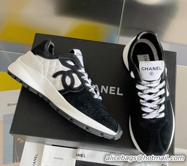 Charming Chanel Suede Sneakers G39074 Black/White