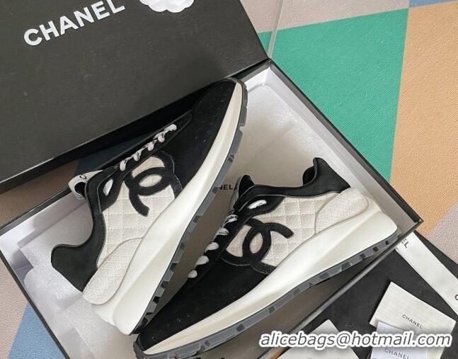 Charming Chanel Suede Sneakers G39074 Black/White