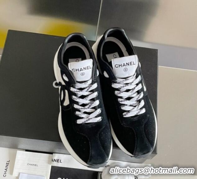 Charming Chanel Suede Sneakers G39074 Black/White