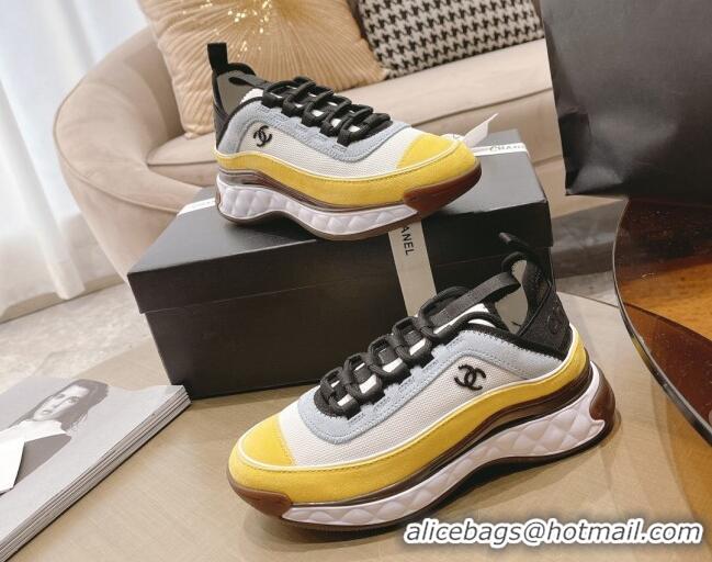 Trendy Design Chanel Fabric & Suede Sneakers G39070 Yellow