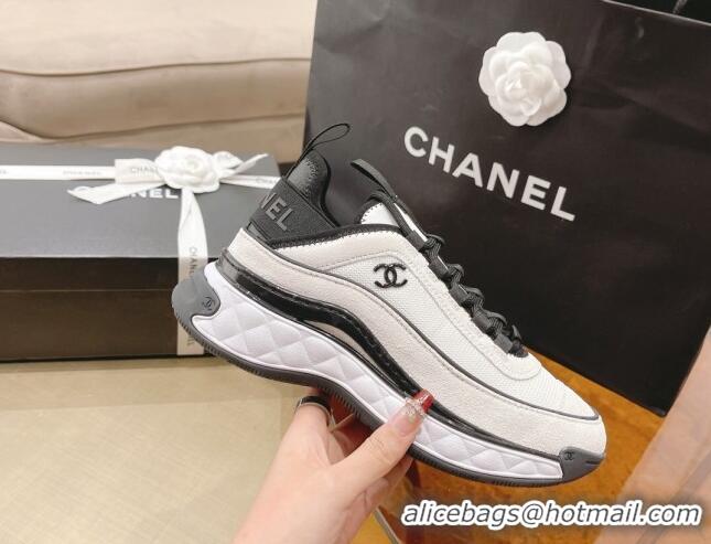 Sumptuous Chanel Fabric & Suede Sneakers G39070 White