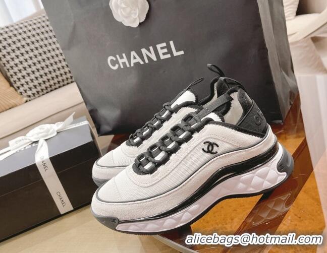 Sumptuous Chanel Fabric & Suede Sneakers G39070 White