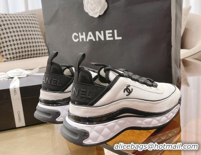 Sumptuous Chanel Fabric & Suede Sneakers G39070 White