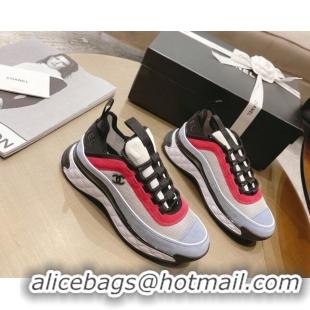 Stylish Chanel Fabric & Suede Sneakers G39070 Red