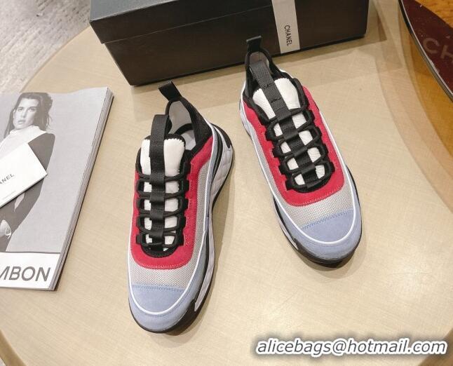 Stylish Chanel Fabric & Suede Sneakers G39070 Red